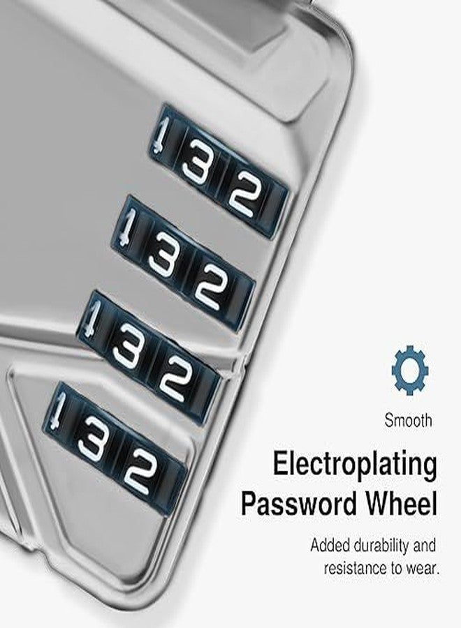 SOLDTRUE 2-in-1 Padlock with Key & 4-Digit Combination | Heavy Duty Metal Security Lock with Resettable Code Wheel | Dual Unlock Lock for Gym Locker, Luggage, Storage & Travel (Silver) - Image 3